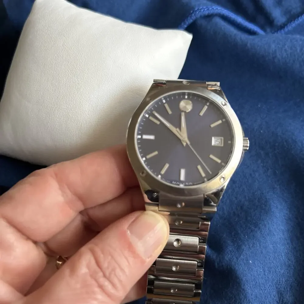 IN BOX! Movado Men’s Bold SE Watch 41mm Stainless Steel Case Blue Dial not worn!